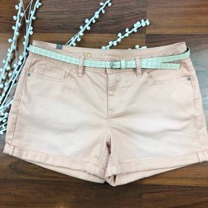 Lauren Conrad peach denim shorts with belt Size 8